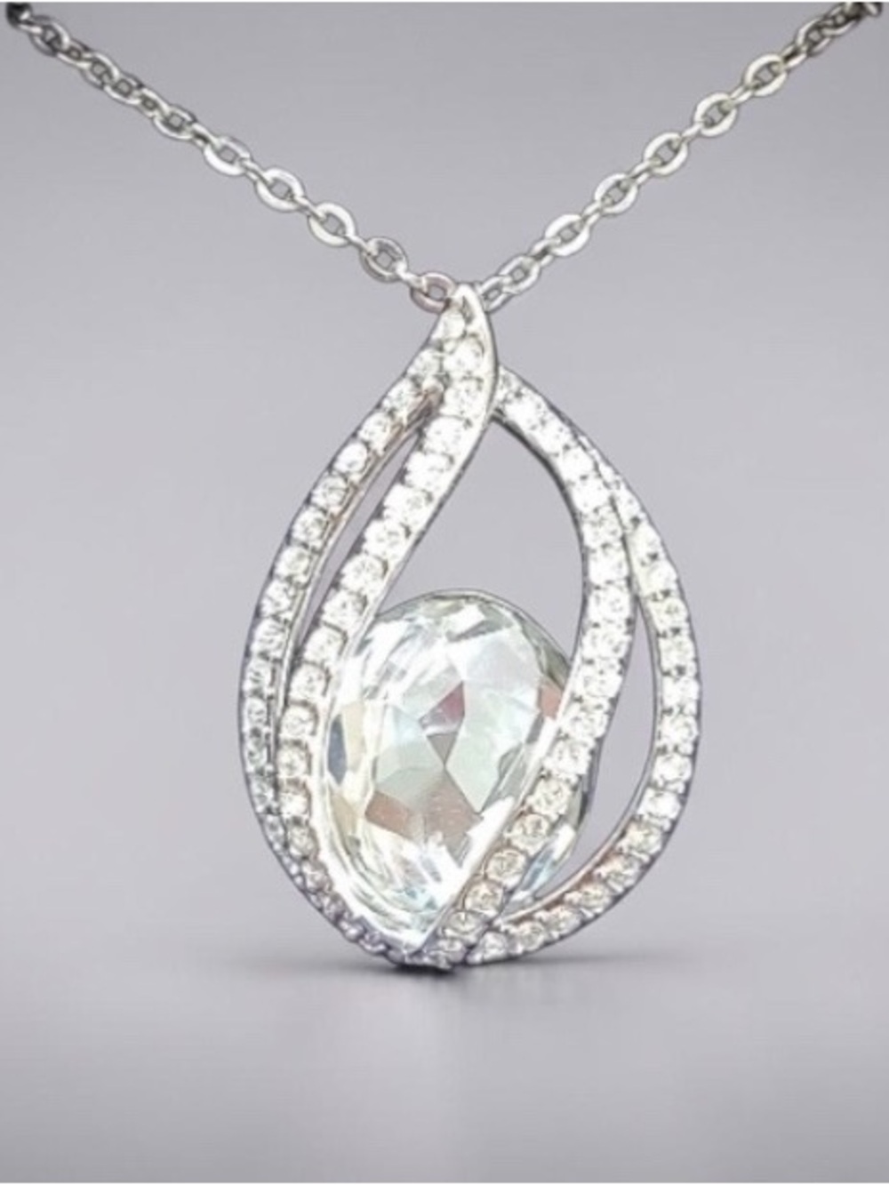 Swarovski Crystal Teardrop Pendant Necklace - Picture 2 of 3